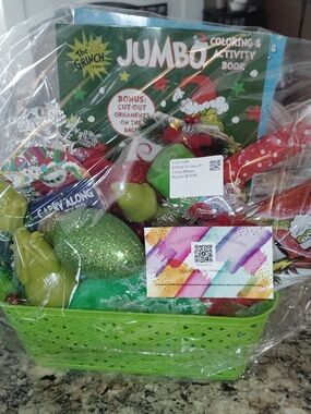 The Grinch Jumbo Coloring & Activity Book Gift Basket - Green & Red